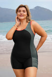 1 x RAW Customer Returns Hanna Nikole Women s Plus Size One Piece Swimsuit Tummy Control Tankini Hollow Out Back Black Gray 48 - RRP €28.31