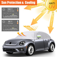 1 x RAW Customer Returns Car Cover Waterproof Replacement for VW Beetle 1998-2019, Sunproof Half Car Cover, Half Garage UV Resistant Half Car Cover Dustproof Snowproof Outdoor Indoor - RRP €46.38