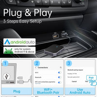 1 x RAW Customer Returns Android Auto Wireless Carplay Adapter for OEM Wired Android Auto, Converts Wired to Wireless Android Auto Adapter Plug Play Fit for Cars 2017 and Later Android 11  - RRP €56.18