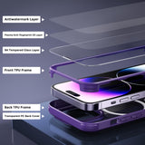 1 x RAW Customer Returns Aunote iPhone 14 Pro Case Compatible with MagSafe, 360 Degree Protection Military Shockproof Case, Integrated Tempered Glass Protection, Transparent Back Slim Case for iPhone 14 Pro. Purple - RRP €19.99