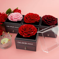 1 x RAW Customer Returns Miofula Eternal Rose Gifts for Women, Preserved Roses with Heart Necklace and Earrings made of 925 Sterling Silver, Rose Gift Box for Mom Wife for Birthday Christmas Valentine s Day Mother s Day - RRP €36.29