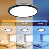 1 x RAW Customer Returns AmazeFan LED Ceiling Light Dimmable - 24W 2400LM Ceiling Lamp with Remote Control - 6W Night Light Warm - LED Ceiling Light Flat for Bedroom Children s Room Living Room-Round 24W-29CM-Black  - RRP €35.99