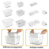 1 x RAW Customer Returns Spesh Food Storage Containers Set Refrigerator Organizer Reusable Storage Containers Set of 3 0.5L 1.7L 4.5L Plastic Refrigerator Organizer Set with Lid and Colander White, Set of 3  - RRP €37.8