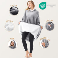 1 x RAW Customer Returns EHEYCIGA Giant Hoodie Blanket, Warm and Soft Wearable Blanket, Blanket Hoodie Suitable for Women, Men, Adults, Teenagers, 92x150cm, Grey - RRP €31.46