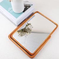 1 x RAW Customer Returns DaizySight Tabletop Makeup Mirror, Decorative Rustic Wood Mirror - Rectangular Red Brown - RRP €18.54