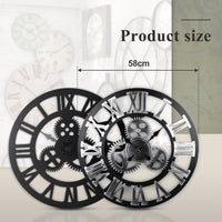 1 x RAW Customer Returns CPROSP Steampunk Clock Wall Vintage Quiet, 58cm Wall Clock Made of Wood, Wall Clock Industrial Design Large XXL with Moving Gears, Black - RRP €60.16