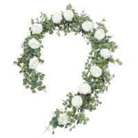 1 x RAW Customer Returns SHACOS 6FT 185cm Artificial Flower Garland Wedding Artificial Flower Garland Rose Garland White Peony Flower Garland Artificial Eucalyptus Garland Hanging Vine for Decor, Garden, Festival - RRP €16.13