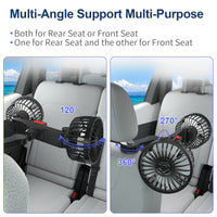 1 x RAW Customer Returns Ymenow 5V 2A Dual Head Headrest Car Fan, USB Fan Cooler with 3 Speeds, Clip Lock Fan for Back Seat, 360 Rotatable Car Fan Electric Vehicle Fan for SUV Truck Stroller - RRP €28.51