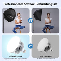 1 x RAW Customer Returns FGen Softbox Set Photo Studio, 70cm Octagonal Softbox LED Photo Light with 135W 3000-6500K, 2m Fully Adjustable Light Stand Photo Light for YouTube, Tiktok Video Recordings, Studio Portraits, Photography - RRP €119.99