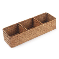 1 x RAW Customer Returns Seagrass Storage Basket Rectangular Shelf Baskets Natural Woven Braided for Organizing Toilet Paper Natural 42cm x 14cm x 9cm  - RRP €21.7