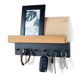 1 x RAW Customer Returns Wooden key rack with shelf, key holder, key rack with 6 hooks, wall key rack for entrance area, hallway, kitchen - RRP €25.45