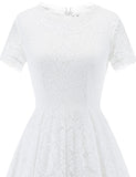 1 x RAW Customer Returns DRESSTELLS women s lace dress mother of the bride dresses, knee-length elegant bridesmaid cocktail dress, rockabilly floral dress short sleeve white XL - RRP €57.99