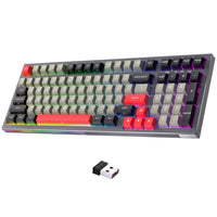 1 x RAW Customer Returns KEMOVE gaming keyboard, mechanical gaming keyboard RGB lighting, PBT double color keycaps, with 3 modes, 4000 mAh battery, hot swap, removable battery and 98 key layout - RRP €80.66