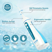 1 x RAW Customer Returns Oral irrigator, portable, oral professional, IPX7 waterproof, 5 jet nozzles, 4 different modes, USB charged for 21 days use, with a capacity of 200 ml. - RRP €38.3