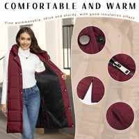 1 x RAW Customer Returns Yuson Girl Long Jacket Vest for Women Sleeveless Hooded Vest Quilted Vest Women Long Winter Outerwear Vest Women Long Zipper Coat Outdoor Winter Jacket With Pocket Burgundy Red, XL  - RRP €58.99