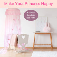 19 x Brand New EVEN NATURALS - Princess Bed Canopy for Girls, Pink Room Decoration with Lace Dome and Hearts, Easy Hanging System, Mosquito Net for Bed, Crib to Double Bed, Bed Canopy, Bed Curtains, - RRP €354.16