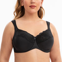 1 x RAW Customer Returns CASOLACE Women s Reducing Bras with Underwire Plus Size Sexy Lace Black 125D - RRP €26.99