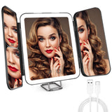 1 x RAW Customer Returns JIMACRO cosmetic mirror with LED light, portable USB rechargeable makeup mirror, table mirror with 3X 7X magnification, continuously dimmable makeup mirror with 3 adjustable light colors - RRP €22.8