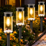 1 x RAW Customer Returns nipify solar lamps for outdoor garden, 4 pieces solar lights garden with warm white tungsten light, IP65 waterproof auto on off solar lights garden decoration for lawn, gardens, yard, gifts - RRP €31.99