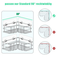 1 x RAW Customer Returns Menbyci Shower Shelf Without Drilling 2 PCS, Shower Shelf Corner Shelf Bathroom Shelf SUS304 Stainless Steel Metal Rustproof, Bathroom Shelf, Shower Basket Self-Adhesive for Bathroom Accessories Storage, Silver - RRP €20.99