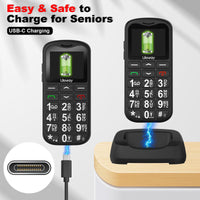 1 x RAW Customer Returns USHINING 4G senior cell phone without contract, mobile phone simple large button cell phone for seniors with SOS emergency call button charging station USB-C flashlight speed dial alarm clock long standby time  - RRP €48.9