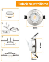 1 x RAW Customer Returns BOYIR LED recessed spotlight 3 levels dimmable ultra flat 230 6W 550LM ceiling spot 3000K warm white recessed lights with 45 swivel, IP44 ceiling spotlights, recessed spots for living room, bathroom, kitchen, set of 6 - RRP €40.33