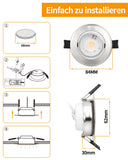 1 x RAW Customer Returns BOYIR LED recessed spotlight 3 levels dimmable ultra flat 230 6W 550LM ceiling spot 3000K warm white recessed lights with 45 swivel, IP44 ceiling spotlights, recessed spots for living room, bathroom, kitchen, set of 6 - RRP €40.33