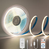 1 x RAW Customer Returns PAUTIX COB LED Strip White 4000K, 3m 480LEDs M Dimmable 24V Flexible LED Strip lights Set with RF Remote Control and Power Supply, CRI 85 Bright Under Cabinet Light for Home DIY Decoration, Timer Function - RRP €20.16