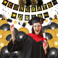 19 x Brand New Amycute Graduation Party Decorations, 2024 Black and Gold Graduation Decorations with Balloons, Banner, Spiral Decorations, Paper Flower Balls, for Graduation Party - RRP €289.56