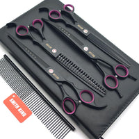 1 x RAW Customer Returns 8.0 inch Professional Dog Grooming Scissors Set Straight Thinning Curved Chunker 4pcs in 1 Set with Comb  - RRP €56.59