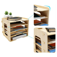 1 x RAW Customer Returns PUNCIA Document File Cabinet A4 Letter Tray 5 Compartments Wooden Filing Cabinet Desk Organizer Paper File Storage System for Office Study School Office - RRP €28.22