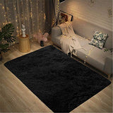 1 x RAW Customer Returns Aujelly Soft Area Rug Bedroom Shaggy Carpet Shaggy Rugs Fluffy Colorful Batik Rugs Carpet New Black 230 x 300 cm - RRP €97.75