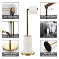 1 x RAW Customer Returns BGL Gold standing toilet paper holder, 304 stainless steel standing toilet paper holder with heavy duty base, folding toilet paper storage, anti-rust toilet paper holder for bathroom storage - RRP €30.79