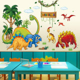 5 x Brand New Kids Dinosaur Wall Decals, Peel Stick Dino Paw Print Nursery Decorations Baby Bedroom Playroom Art, Watercolor Blue Coconut Trees Cactus Kids Room Decor Gift - RRP €102.0