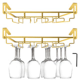 1 x RAW Customer Returns MERYSAN Wine Glass Holder Metal Glass Holder, Creative Heart Shaped Wine Glasses Storage Holder Under Cabinet Hanger Stemware Display Stand with Screws for Bar Counters Kitchens Gold 4  - RRP €32.26