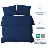 1 x RAW Customer Returns Dreamzie - Bedding set 200x200 cm with 2 pillowcases 50x70 cm dark blue - Duvet cover 200x200 adults made of 100 microfiber - Certified without chemicals Oeko TEX  - RRP €22.18