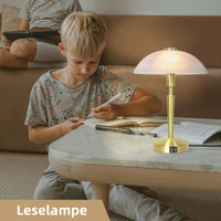 1 x RAW Customer Returns LALISU table lamp with touch dimmer in matt brass, Touch-Me function 3 brightness levels , alabaster-colored white glass, bedside lamp for bedroom, living room, office Gold-01  - RRP €39.32