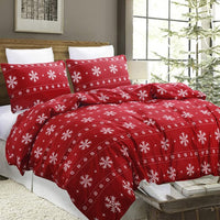 10 x Brand New YEPINS Christmas bed linen 155x220 red snowflakes microfiber Christmas motif duvet cover set 2 pieces - 1 duvet cover 155x220 cm with zipper 1 x 80x80cm pillowcase - RRP €299.9