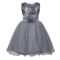 1 x RAW Customer Returns JerrisApparel Little Girl Sequin Flower Wedding Banquet Party Child Dress 6 Years, Gray  - RRP €24.99