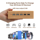 1 x RAW Customer Returns OthoKing mobile phone charging station USB charger multiple charging station for multiple devices smartphone for multiple mobile phones made of bamboo with 5 cables - RRP €58.99