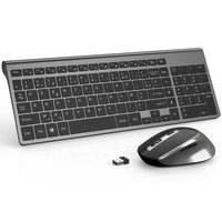 1 x RAW Customer Returns JOYACCESS Wireless Keyboard 2.4GHz AZERTY Keyboard Compact Portable Regular Size Wireless Ergonomic Quiet 2400dpi for PC Laptop Computer Smart TV-Gray and Black - RRP €39.98