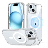 1 x RAW Customer Returns ESR Case for iPhone 15, MagSafe Compatible, Military Grade Protective Case, Holster with Built-in Hidden Kickstand, Scratch Resistant Back Cover, Classic Series, Transparent Blue - RRP €23.59