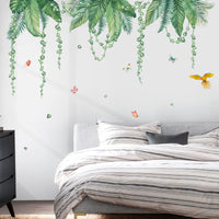 1 x RAW Customer Returns decalmile Wall Sticker Plants Tropical Leaves Wall Stickers Hanging Plants Green Wall Stickers Children s Room Living Room Bedroom Hallway Wall Decoration - RRP €15.99