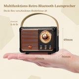 1 x RAW Customer Returns PRUNUS J-999 Retro Bluetooth Speaker, Mini FM Radio, Rechargeable Portable Vintage Radio, Support TF AUX USB, Hands-free Calling, Suitable for Family, Gift for Women Black  - RRP €19.03