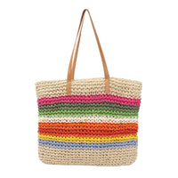 1 x Brand New EVEOUT Straw Shoppers for Women Tote Bags Summer Large Bohemian Style Beach Straw Shoulder Bags - RRP €50.4