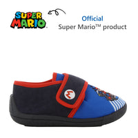 1 x Brand New SUPER MARIO slippers for boys and girls from 2 to 8 years, funny slippers with Mario motif 25 EU, slippers for boys with velcro fastening, Mario Kart slippers, ideal for kindergarten, blue - RRP €21.17