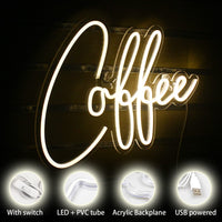 1 x RAW Customer Returns Coffee Neon Sign - Coffee Neon Sign Letters LED Neon Sign Cafe Neon Light for Wall Cafe Decor, Neon Light for Bar, Cub, Coffee House, Restaurant, Room Decoration Warm White  - RRP €36.29