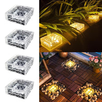 1 x RAW Customer Returns Set of solar paving stones outdoor lights, 4 pieces of solar stones for outdoor garden, waterproof, 10 x 10 x 5 cm, LED solar floor lights, solar lamps for outdoors, decoration lights for garden, balcony  - RRP €23.59