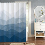 1 x RAW Customer Returns MIRRORANG 140x180cm Blue Fabric Shower Curtain Marine Ombre Geometric Mountain Shower Curtain for Bathroom Waterproof Polyester Fabric Set with Hooks - RRP €20.4