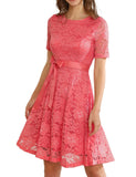 1 x RAW Customer Returns DRESSTELLS Women s Vintage Retro Cocktail Dress 50s Dresses Festive Lace Dress Evening Dresses Ball Gown Short Sleeve A-Line Cocktail Dress Coral 3XL - RRP €41.99